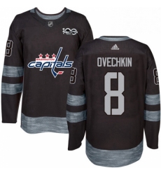 Mens Adidas Washington Capitals 8 Alex Ovechkin Authentic Black 1917 2017 100th Anniversary NHL Jersey 