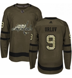 Mens Adidas Washington Capitals 9 Dmitry Orlov Premier Green Salute to Service NHL Jersey 