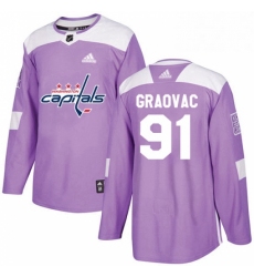 Mens Adidas Washington Capitals 91 Tyler Graovac Authentic Purple Fights Cancer Practice NHL Jersey 