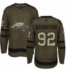 Mens Adidas Washington Capitals 92 Evgeny Kuznetsov Authentic Green Salute to Service NHL Jersey 