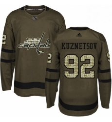 Mens Adidas Washington Capitals 92 Evgeny Kuznetsov Premier Green Salute to Service NHL Jersey 
