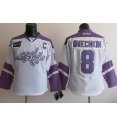Washington Capitals 8 Alex Ovechkin White Women's Fights Cancer Hockey Jersey