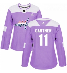 Womens Adidas Washington Capitals 11 Mike Gartner Authentic Purple Fights Cancer Practice NHL Jersey 