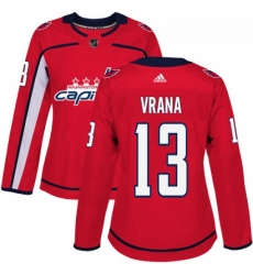 Womens Adidas Washington Capitals 13 Jakub Vrana Authentic Red Home NHL Jersey 