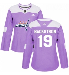 Womens Adidas Washington Capitals 19 Nicklas Backstrom Authentic Purple Fights Cancer Practice NHL Jersey 