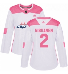 Womens Adidas Washington Capitals 2 Matt Niskanen Authentic WhitePink Fashion NHL Jersey 