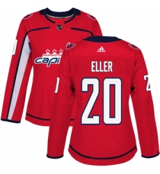 Womens Adidas Washington Capitals 20 Lars Eller Authentic Red Home NHL Jersey 
