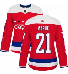 Womens Adidas Washington Capitals 21 Dennis Maruk Authentic Red Alternate NHL Jersey 