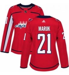 Womens Adidas Washington Capitals 21 Dennis Maruk Authentic Red Home NHL Jersey 