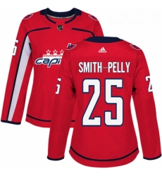 Womens Adidas Washington Capitals 25 Devante Smith Pelly Premier Red Home NHL Jersey 