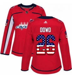 Womens Adidas Washington Capitals 26 Nic Dowd Authentic Red USA Flag Fashion NHL Jersey 