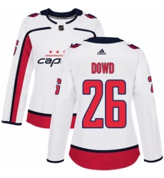 Womens Adidas Washington Capitals 26 Nic Dowd Authentic White Away NHL Jersey 