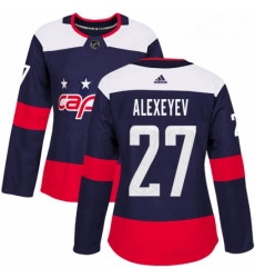 Womens Adidas Washington Capitals 27 Alexander Alexeyev Authentic Navy Blue 2018 Stadium Series NHL Jerse