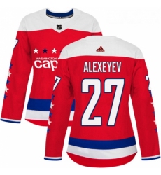 Womens Adidas Washington Capitals 27 Alexander Alexeyev Authentic Red Alternate NHL Jersey 