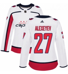 Womens Adidas Washington Capitals 27 Alexander Alexeyev Authentic White Away NHL Jerse