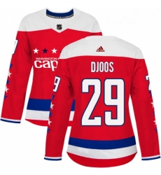 Womens Adidas Washington Capitals 29 Christian Djoos Authentic Red Alternate NHL Jersey 
