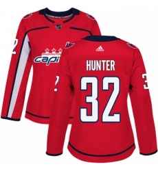 Womens Adidas Washington Capitals 32 Dale Hunter Authentic Red Home NHL Jersey 