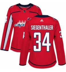Womens Adidas Washington Capitals 34 Jonas Siegenthaler Authentic Red Home NHL Jersey 