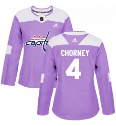 Womens Adidas Washington Capitals 4 Taylor Chorney Authentic Purple Fights Cancer Practice NHL Jersey 