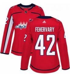 Womens Adidas Washington Capitals 42 Martin Fehervary Authentic Red Home NHL Jerse