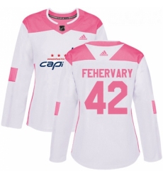 Womens Adidas Washington Capitals 42 Martin Fehervary Authentic White Pink Fashion NHL Jersey 