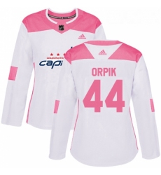 Womens Adidas Washington Capitals 44 Brooks Orpik Authentic WhitePink Fashion NHL Jersey 