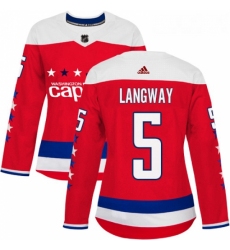 Womens Adidas Washington Capitals 5 Rod Langway Authentic Red Alternate NHL Jersey 