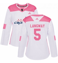 Womens Adidas Washington Capitals 5 Rod Langway Authentic WhitePink Fashion NHL Jersey 