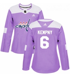 Womens Adidas Washington Capitals 6 Michal Kempny Authentic Purple Fights Cancer Practice NHL Jerse
