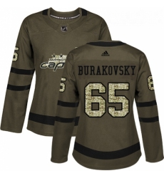 Womens Adidas Washington Capitals 65 Andre Burakovsky Authentic Green Salute to Service NHL Jersey 