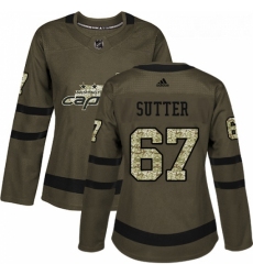 Womens Adidas Washington Capitals 67 Riley Sutter Authentic Green Salute to Service NHL Jersey 