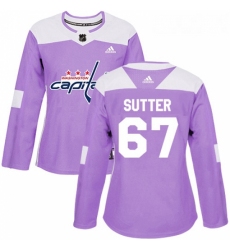 Womens Adidas Washington Capitals 67 Riley Sutter Authentic Purple Fights Cancer Practice NHL Jersey 