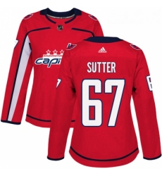 Womens Adidas Washington Capitals 67 Riley Sutter Authentic Red Home NHL Jersey 
