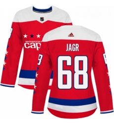 Womens Adidas Washington Capitals 68 Jaromir Jagr Authentic Red Alternate NHL Jersey 