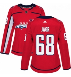 Womens Adidas Washington Capitals 68 Jaromir Jagr Authentic Red Home NHL Jersey 