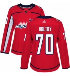 Womens Adidas Washington Capitals 70 Braden Holtby Authentic Red Home NHL Jersey 