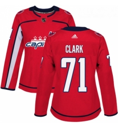 Womens Adidas Washington Capitals 71 Kody Clark Authentic Red Home NHL Jersey 