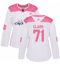 Womens Adidas Washington Capitals 71 Kody Clark Authentic White Pink Fashion NHL Jersey 
