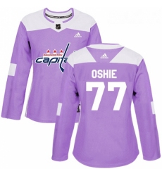 Womens Adidas Washington Capitals 77 TJ Oshie Authentic Purple Fights Cancer Practice NHL Jersey 