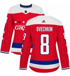 Womens Adidas Washington Capitals 8 Alex Ovechkin Authentic Red Alternate NHL Jersey 
