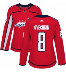 Womens Adidas Washington Capitals 8 Alex Ovechkin Authentic Red Home NHL Jersey 