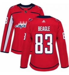 Womens Adidas Washington Capitals 83 Jay Beagle Authentic Red Home NHL Jersey 