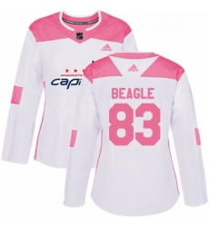Womens Adidas Washington Capitals 83 Jay Beagle Authentic WhitePink Fashion NHL Jersey 