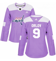Womens Adidas Washington Capitals 9 Dmitry Orlov Authentic Purple Fights Cancer Practice NHL Jersey 