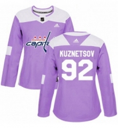Womens Adidas Washington Capitals 92 Evgeny Kuznetsov Authentic Purple Fights Cancer Practice NHL Jersey 