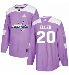 Youth Adidas Washington Capitals 20 Lars Eller Authentic Purple Fights Cancer Practice NHL Jersey 