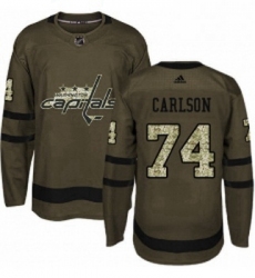 Youth Adidas Washington Capitals 74 John Carlson Authentic Green Salute to Service NHL Jersey 