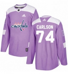 Youth Adidas Washington Capitals 74 John Carlson Authentic Purple Fights Cancer Practice NHL Jersey 