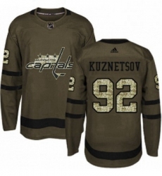 Youth Adidas Washington Capitals 92 Evgeny Kuznetsov Premier Green Salute to Service NHL Jersey 