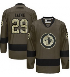 Jets #29 Patrik Laine Green Salute to Service Stitched NHL Jersey